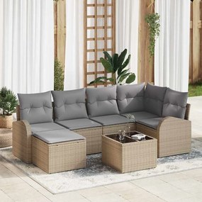 vidaXL Conjunto de Sofás de 7 Peças com Almofadas Pretas em Rattan Sintético