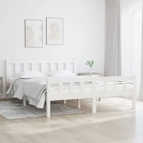 vidaXL Estrutura de cama casal 135x190 cm madeira maciça branco