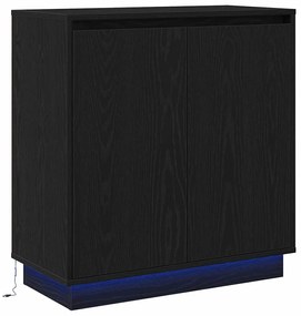 Aparador vidaXL com LED em Carvalho Preto 71x34,5x75 cm em Madeira Eng