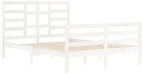 Estrutura de cama 140x200 cm madeira maciça branco