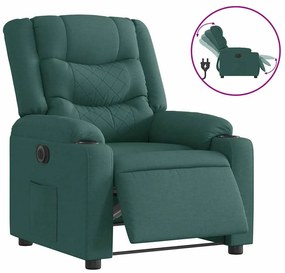 Poltrona elétrica reclinável tecido verde-escuro