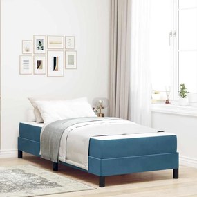 vidaXL Cama Box com colchão Azul Escuro 90 x 220 cm tecido