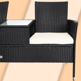 Banco de jardim Polyrattan 143x55x88cm preto