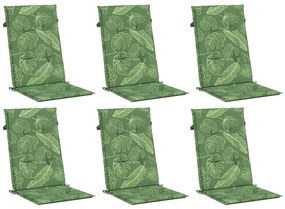 Almofadões cadeira de encosto alto 6 pcs tecido folhas