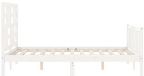 Cama sem colchão 120x200 cm madeira de pinho maciça branco