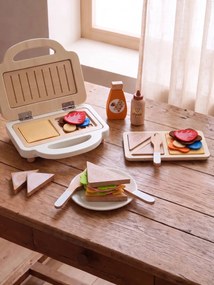 Máquina de waffles e croque-monsieur em madeira FSC® cru