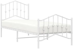 Estrutura de cama com cabeceira e pés 90x200 cm metal branco