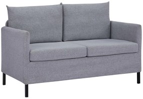 HOMCOM Sofá de 2 Lugares Estofado em Linho Sintético Sofá 2 Lugares de Sala de Estar com Almofadas Acolchoadas 130x67x76,5cm Cinza