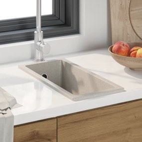 vidaXL Pia de Cozinha com Orifício para Overflow em Granito Bege