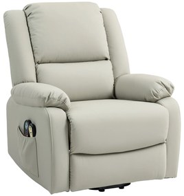 Poltrona Relax Levanta Pessoas com 8 Pontos de Massagem Reclinável com Função de Aquecimento 89x93x105 cm Cinzento Claro