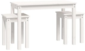 Mesas de encastrar 3 pcs madeira de pinho maciça branco