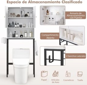 Armario para casa de banho sobre a sanita com 2 portas 23 x 63 x 165,5 cm Branco