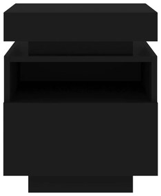 Mesas de cabeceira c/ luzes LED 2 pcs 40x39x48,5 cm preto