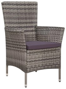 9 pcs conjunto jantar exterior c/ almofadões vime PE cinzento
