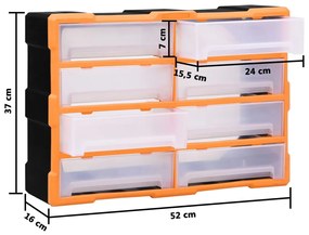 Caixa organizadora com 8 gavetas grandes 52x16x37 cm