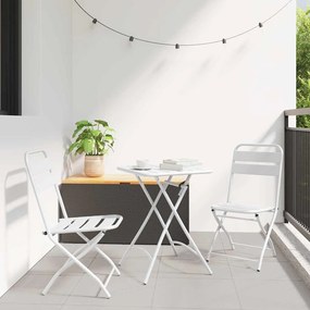 Conjunto de Bistrô Dobrável de 3 Peças vidaXL Branco em Aço