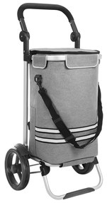 Carrinho de compras SONGMICS, carrinho de compras dobrável, sólido, com bolsa térmica, grande capacidade de 35 L, carrinho de bagagem multifuncional com rodas, mochila removível, cinza KST02GY