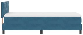 Cama Box com Colchão &amp; LED Azul Escuro 90x200 cm Veludo