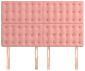 Cabeceira de cama 4 pcs veludo 72x5x78/88 cm rosa