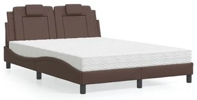 Cama com colchão 140x200 cm couro artificial castanho