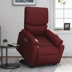 Poltrona reclin. elevatória elétrica couro artif vermelho-tinto