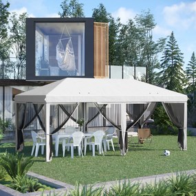 Tenda Dobrável 585x295x270 cm Tenda de Jardim com 6 Mosquiteiros Bolsa de Transporte e Estrutura de Aço