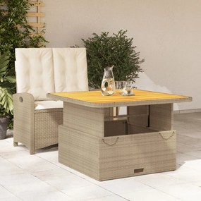 vidaXL 2 pcs conjunto de jantar p/ jardim com almofadões vime PE bege