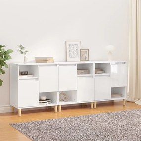vidaXL Aparadores 3 pcs 60x35x70 cm derivados madeira branco brilhante