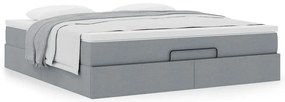 Estrutura de cama otomana com colchão 180x200 cm cinzento claro