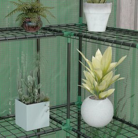 Estufa de Jardim Estufa com 1 Porta 2 Janelas e Prateleiras de 2 Nívei