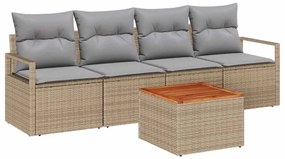 Conjunto de Sofá de Jardim 5 pcs Bege, cinza claro Grande