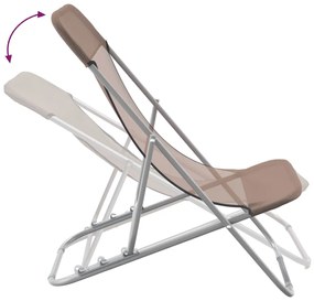Cadeiras praia dobráveis 2pcs textilene/aço revest. pó castanho