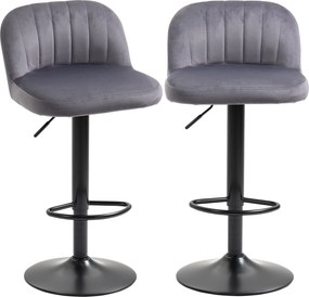 Conjunto de 2 Bancos de Bar, 43 x 45 x 101 cm (MESA NÃO INCLUIDA), Altura Regulável, Cinzento