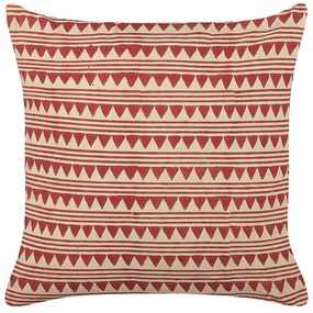 Conjunto de 2 almofadas decorativas com padrão geométrico em algodão vermelho e creme 45 x 45 cm DEGLUPTA Beliani