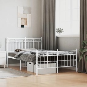vidaXL Estrutura de cama com cabeceira e pés 120x200 cm metal branco