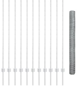 Postes de Cerca da vidaXL 22 pcs U-Channel 140 cm Aço Galvanizado, Cer