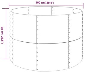 Canteiro elevado jardim 100x100x68 aço revestido a pó castanho