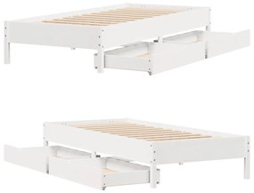 Cama sem colchão 90x200 cm madeira de pinho maciça branco