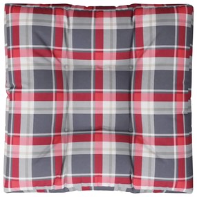 Almofadão p/ sofá de paletes 70x70x12 cm tecido xadrez vermelho