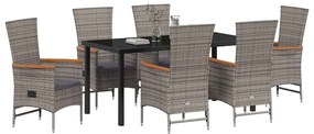 Cadeiras de Exterior 7 pcs Cinzento 160 x 80 x 73 cm Ratan PE