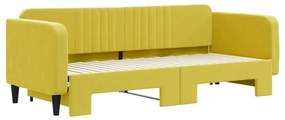 Sofá-cama com gavetão 80x200 cm veludo amarelo
