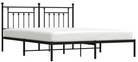 Estrutura de cama com cabeceira 160x200 cm metal preto