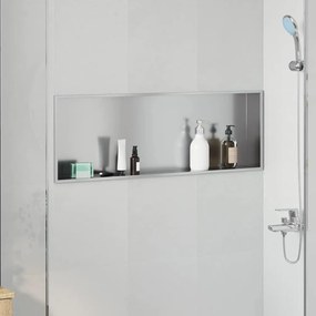 vidaXL Nichos de Chuveiro Prateado 90 x 30 x 9.5 cm Aço inoxidável