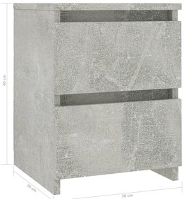 Mesas de cabeceira 2 pcs 30x30x40 cm contrapl. cinzento cimento