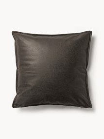 Almofada de sofá grande em couro reciclado Lennon, 60 x 60 cm