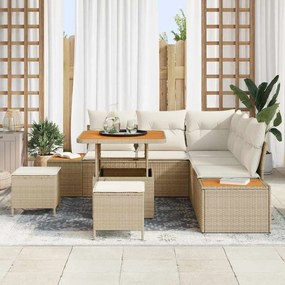 Sofá de Jardim em 8 Peças com Almofadas Beiges