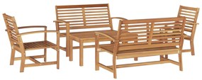 vidaXL Conjunto de Sofá de Jardim 5 pcs Natural Madeira de Teca Sólida