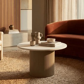 MESA DE CENTRO EM MÁRMORE ARTIFICIAL FRANKFURT 46X48X39 CM CINZENTO E BRANCO