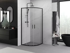 Mexen Exo-S Duo cabine de duche semicircular deslizante 90 x 90 cm, transparente, preta - 8132-090-090-70-00