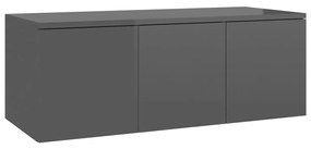 Móvel de TV 80x34x30 cm contraplacado cinzento brilhante